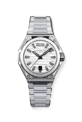 Stříbrné pánské hodinky Bomberg s ocelovým páskem EDGE WHITE 43MM Automatic