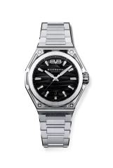 Relógio Bomberg Watches prata para homem com bracelete em aço EDGE BLACK 43MM Automatic