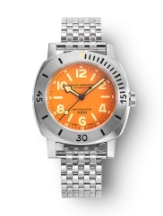 Men's silver Nivada Grenchen watch with rubber steel Orange Depthmaster 14127A12 39MM Automatic