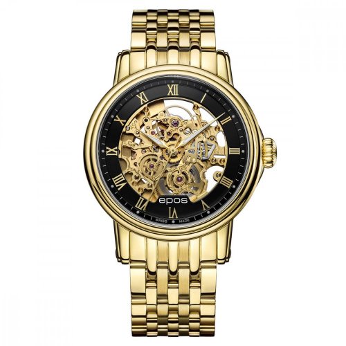 Relógio masculino Epos dourado com pulseira de aço Emotion 3390.156.22.25.32 41MM Automatic