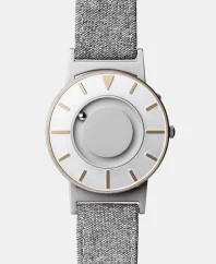 Strieborné pánske hodinky Eone s koženým opaskom Bradley Compass Gold - Silver 40MM