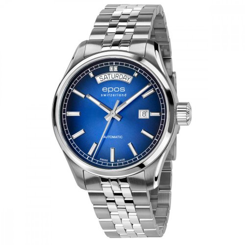 Srebrny męski zegarek Epos ze stalowym paskiem Passion 3501.142.20.96.30 41MM Automatic