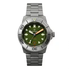 Stříbrné pánské hodinky Draken s ocelovým páskem Tugela – Steel Green 42MM