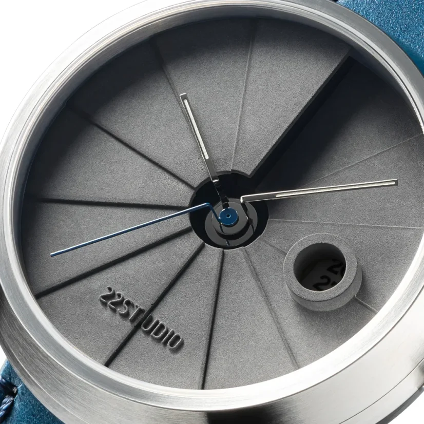 Men's silver 22Designstudio Watches watch with leather strap 4D Concrete Harbour Edition 44MM