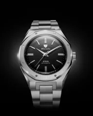Men's silver Nivada Grenchen watch with steel strap F77 MARK II SST 68035A77 38MM Automatic
