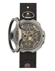 Men's silver Mondia watch with leather strap Tattoo Dirty Silver 48MM