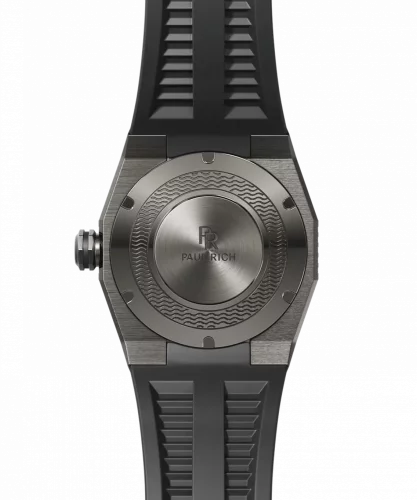 Černé pánské hodinky Paul Rich s gumovým páskem Aquacarbon Pro Forged Grey - Sunray 43MM