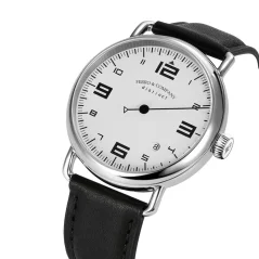 Montre Ferro & Company pour hommes en argent avec bracelet en cuir Distinct 2 White 44MM