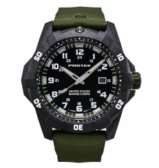 Czarny zegarek męski ProTek Watches z gumowym paskiem Official USMC Series 1015G 42MM