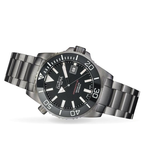 Relógio Davosa de prata para homem com pulseira de aço Argonautic BG - Black 43MM Automatic