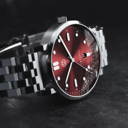 Men's silver Henryarcher Watches watch with steel strap Relativ - Karmin Harbor Grey 41MM