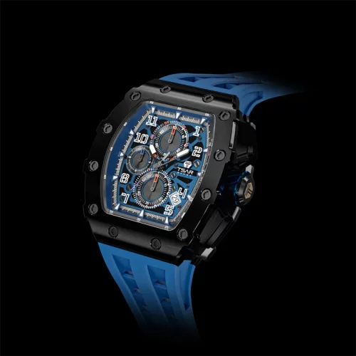 Reloj negro Tsar Bomba Watch de hombre con goma TB8204Q - Black / Blue 43,5MM