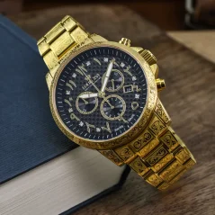 Zlaté pánske hodinky Louis XVI s oceľovým pásikom Palais Royale 1094 - Gold 43MM