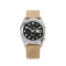 Stříbrné pánské hodinky Praesidus s koženým páskem Rec Spec - White Popcorn Sand Leather 38MM Automatic