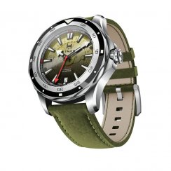 Stříbrné pánské hodinky Fathers s koženým páskem Evolution Yellow 40MM Automatic