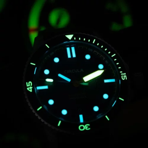 Men's silver Circula Watch with steel strap DiveSport Titan - Petrol / Hardened Titanium 42MM Automatic