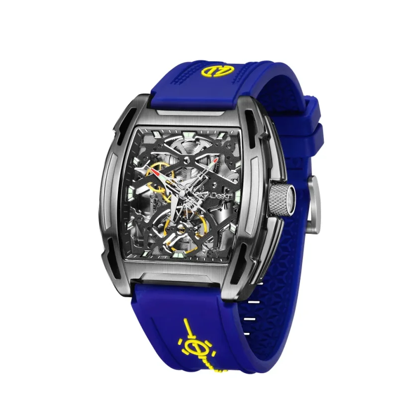 Męski srebrny zegarek CIGA Design z gumowym paskiem Series Z Edge Air Craft Version Blue 40,8M Automatic