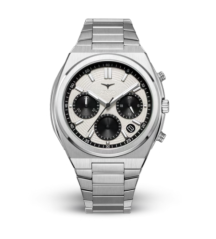 Stříbrné pánské hodinky Zinvo Watches s ocelovým páskem Rival - Chrono Panda 42MM
