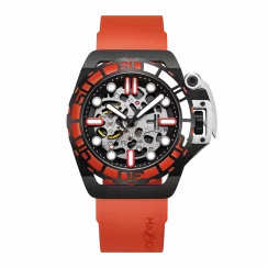 Relógio masculino de prata Mazzucato com bracelete de borracha RIM Sub Black / Orange - 42MM Automatic