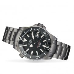 Men's silver Davosa watch with steel strap Argonautic BG - Black 43MM Automatic