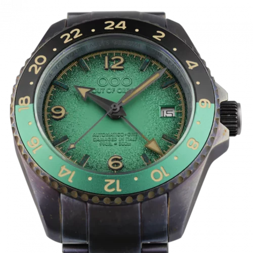 Men's silver Out Of Order Watch with steel strap Trecento Green 40MM Automatic