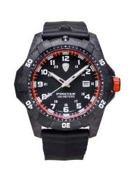 Czarny zegarek męski ProTek Watches z gumowym paskiem Dive Series 1004 42MM