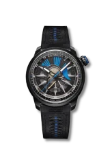Černé pánské hodinky Bomberg s koženým páskem AUTOMATIC SPARTAN BLUE 43MM Automatic