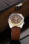 Men's silver Nivada Grenchen watch with leather strap Antarctic GMT - Tropical 32061A17 36MM Automatic