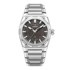 Stříbrné pánské hodinky Aisiondesign Watches s ocelovým páskem HANG Crafts - SILVER LEAF - HANMON KUROSOME 40MM Automatic