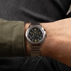 Relógio Praesidus prata para homens com pulseira de aço PAC-76 Bonklip 38MM