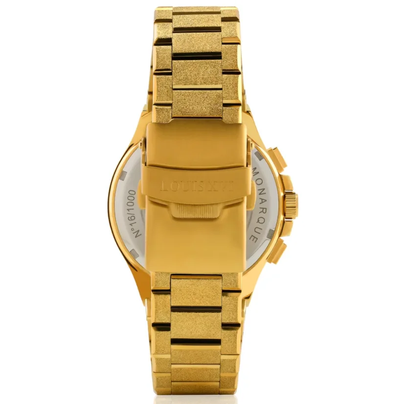 Men's gold Louis XVI watch with steel strap Frosted Le Monarque 1213 - Gold 42MM