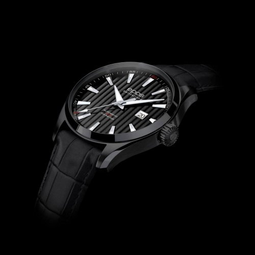 Czarny męski zegarek Epos ze skórzanym paskiem Passion 3401.132.25.15.25 43 MM Automatic