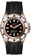 Zlaté pánské hodinky Ocean X s gumovým páskem SHARKMASTER 1000 Candy SMS1004 - Gold Automatic 44MM