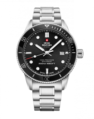 Men's silver Swiss Military Hanowa watch with steel strap Dive SM34088.01 41,5MM