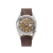 Męski srebrny zegarek Praesidus ze skórzanym paskiem Rec Spec - Khaki Brown Leather 38MM Automatic