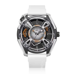 Orologio Mazzucato bracciale da uomo in colore argento con cinturino in caucciù LAX Dual Time White - 48MM Automatic