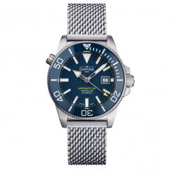 Men's silver Davosa watch with steel strap Argonautic BG Mesh - Silver/Blue 43MM Automatic