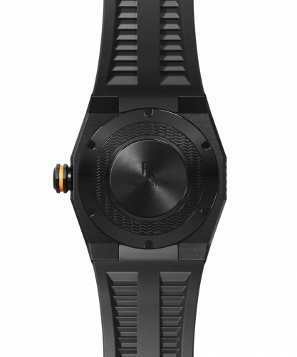 Men's black Paul Rich watch with rubber strap Aquacarbon Pro Shadow Black - Sunray 43MM