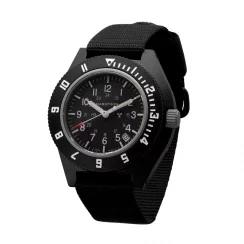 Černé pánské hodinky Marathon Watches s nylonovým páskem Black Pilot's Navigator with Date 41MM