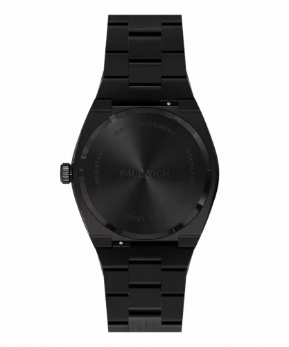 Relógio Paul Rich preto para homem com pulseira de aço Bumblebee Frosted Star Dust - Black 45MM Limited edition
