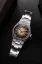 Męski srebrny zegarek Nivada Grenchen ze stalowym paskiem F77 Brown Smoked No Date 68002A77 37MM Automatic