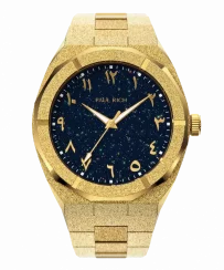 Χρυσό ρολόι Paul Rich για άντρες με ιμάντα από χάλυβα Frosted Star Dust Arabic Edition - Gold Desert 45MM