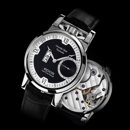 Relógio masculino Epos prata com pulseira de couro Sophistiquee 3383.618.20.65.25 41MM Automatic