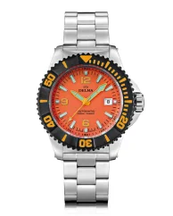 Herrenuhr aus Silber Delma Watches mit Stahlband Blue Shark IV Silver / Orange 47MM Automatic