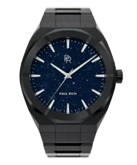 Schwarze Herrenuhr Paul Rich mit Stahlband Cosmic - Black 45MM