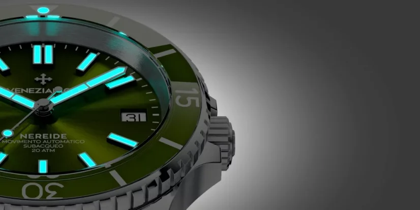 Men's Venezianico silver watch with steel strap Nereide 3121501C Green 39MM Automatic