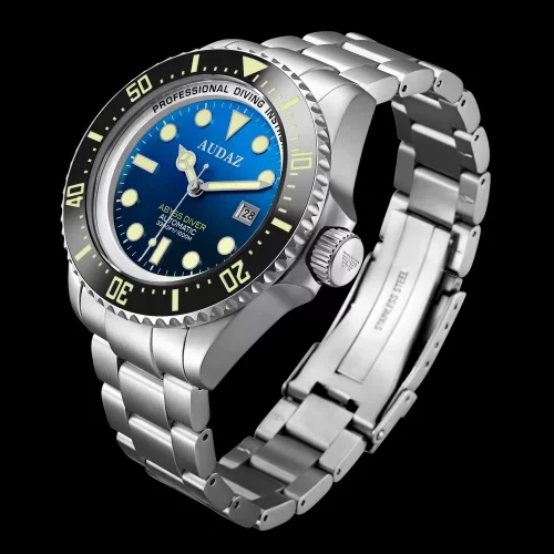 Muški srebrni sat Audaz Watches s čeličnim remenom Abyss Diver ADZ-3010-04 - Automatic 44MM