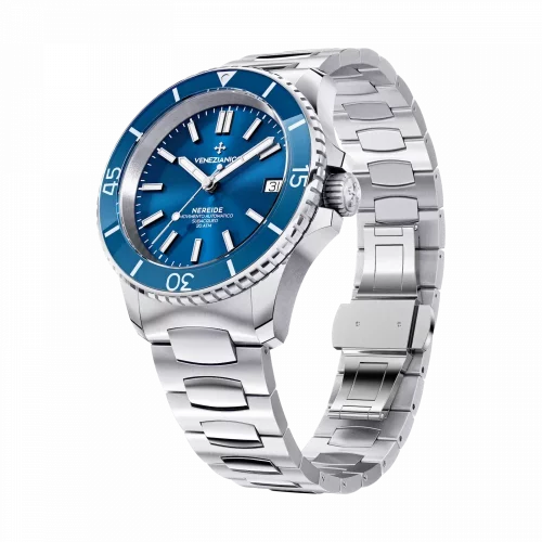 Stříbrné pánské hodinky Venezianico s ocelovým páskem Nereide 3121502C Blue 39MM Automatic