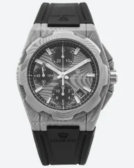 Montre Louis XVI pour hommes en argent avec bracelet en caoutchouc La Vauguyon 1201 - Silver 41MM Automatic