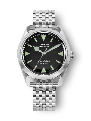 Reloj Nivada Grenchen plata para hombre con correa de acero Super Antarctic 32026A12 38MM Automatic